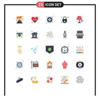 Modern Set of 25 Flat Colors and symbols such as lamp control fan security safe Editable Vector Design Elements