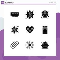 9 Solid Glyph concept for Websites Mobile and Apps emoji sun flower science flower target Editable Vector Design Elements
