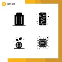 4 Thematic Vector Solid Glyphs and Editable Symbols of delete wifi remove device eco Editable Vector Design Elements