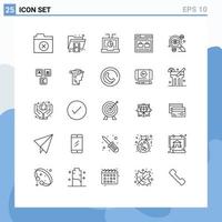 Set of 25 Modern UI Icons Symbols Signs for bag web business page seo Editable Vector Design Elements