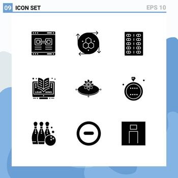 User Interface Pack of 9 Basic Solid Glyphs of online elearning modeling tool online form Editable Vector Design Elements