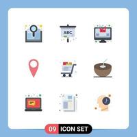 Set of 9 Modern UI Icons Symbols Signs for coconut shopping analytics groceries cart Editable Vector Design Elements