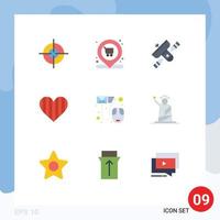 9 Creative Icons Modern Signs and Symbols of data favorite broadcasting like heart Editable Vector Design Elements