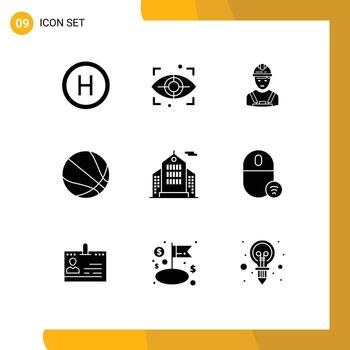 9 9 usuario interfaz sólido glifo paquete de moderno señales y símbolos de ordenadores negocio avatar edificio pelota editable vector diseño elementos