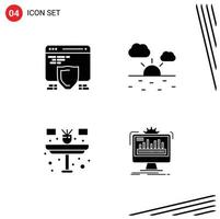 Modern Set of 4 Solid Glyphs Pictograph of protection household web weather dashboard Editable Vector Design Elements