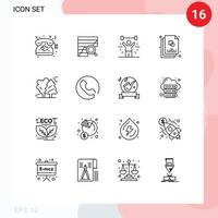 16 Creative Icons Modern Signs and Symbols of file sketch data lifting fitness Editable Vector Design Elements