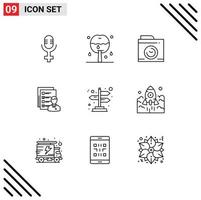 Pictogram Set of 9 Simple Outlines of arrows resume big think man employee Editable Vector Design Elements