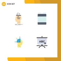 Modern Set of 4 Flat Icons Pictograph of algorithm user process gas mind programming Editable Vector Design Elements