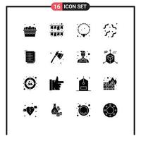 16 User Interface Solid Glyph Pack of modern Signs and Symbols of notepad to do list jewelry check list spooky Editable Vector Design Elements