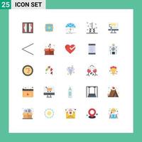 Mobile Interface Flat Color Set of 25 Pictograms of optimization keywords agreement engine money Editable Vector Design Elements