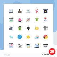 Modern Set of 25 Flat Colors Pictograph of navigation job picnic distance lamp Editable Vector Design Elements