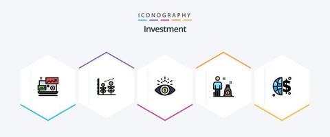Investment 25 FilledLine icon pack including . money. investment. global invesment. investor vector