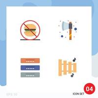 Set of 4 Vector Flat Icons on Grid for fast drawer no tomahawk interior Editable Vector Design Elements