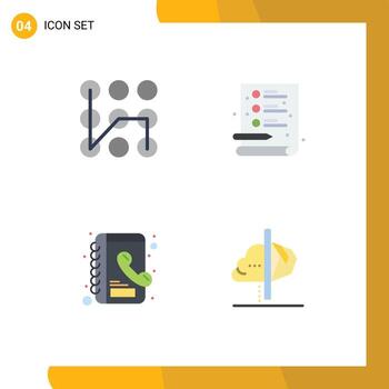 Modern Set of 4 Flat Icons Pictograph of pattern phone book security file idea Editable Vector Design Elements