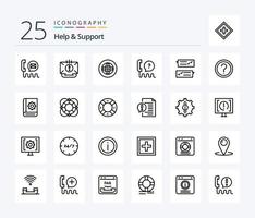 Help And Support 25 Line icon pack including help. chat. help. support. interface vector