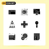 Pictogram Set of 9 Simple Solid Glyphs of location company mobile group teamwork Editable Vector Design Elements