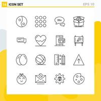 Modern Set of 16 Outlines Pictograph of conversation bubbles upload bubble work Editable Vector Design Elements