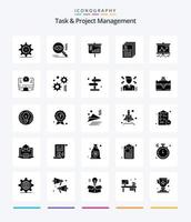 Creative Task And Project Management 25 Glyph Solid Black icon pack  Such As file. account. view.. projector vector