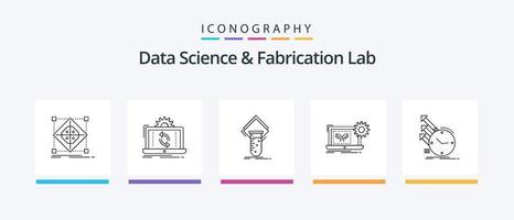 datos Ciencias y fabricación laboratorio línea 5 5 icono paquete incluso negocio. análisis. hardware. producción. laboratorio. creativo íconos diseño vector