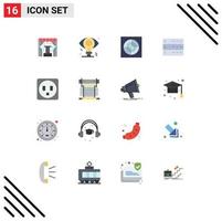 User Interface Pack of 16 Basic Flat Colors of computer electric bathroom server data Editable Pack of Creative Vector Design Elements