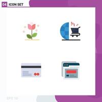 Modern Set of 4 Flat Icons Pictograph of flora card nature marketing ecommerce Editable Vector Design Elements