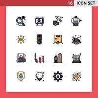 Universal Icon Symbols Group of 16 Modern Flat Color Filled Lines of control setting automobile engine pollution Editable Creative Vector Design Elements