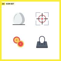 Mobile Interface Flat Icon Set of 4 Pictograms of cooking coins food crosshair chinese Editable Vector Design Elements