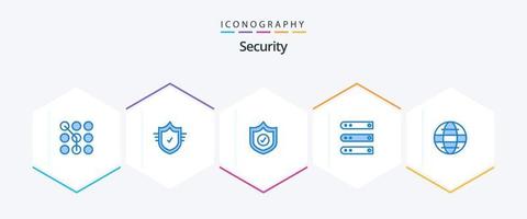 seguridad 25 azul icono paquete incluso globo. red. garrapata. hospedaje base de datos vector