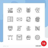 Outline Pack of 16 Universal Symbols of smoke garbage culture fire nation Editable Vector Design Elements