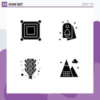 4 Thematic Vector Solid Glyphs and Editable Symbols of board signal box easter stop Editable Vector Design Elements