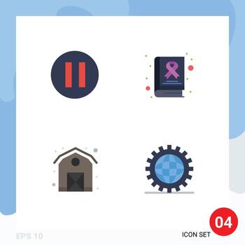 Group of 4 Modern Flat Icons Set for multimedia coding book agriculture development Editable Vector Design Elements