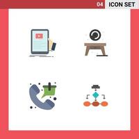 Pictogram Set of 4 Simple Flat Icons of forum bag seminar living phone Editable Vector Design Elements