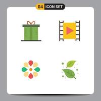 4 Creative Icons Modern Signs and Symbols of dinner stream present media player celebrate Editable Vector Design Elements