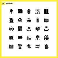 Set of 25 Modern UI Icons Symbols Signs for gate buildings hand watch workers meeting time Editable Vector Design Elements