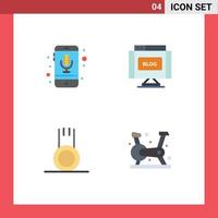 4 Universal Flat Icon Signs Symbols of device exercise recording edit gym Editable Vector Design Elements