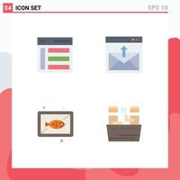 4 Universal Flat Icons Set for Web and Mobile Applications communication mail sidebar contact seafood Editable Vector Design Elements