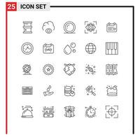 Universal Icon Symbols Group of 25 Modern Lines of day vision food view focus Editable Vector Design Elements