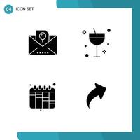 Pictogram Set of Simple Solid Glyphs of envelope planning party glass arrow Editable Vector Design Elements