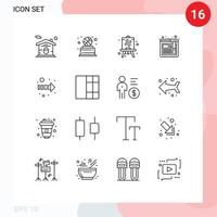 valores vector icono paquete de dieciséis línea señales y símbolos para cuadrícula dirección caballete flecha navegador editable vector diseño elementos