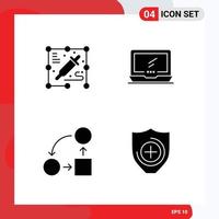 User Interface Pack of 4 Basic Solid Glyphs of pick color office computer imac strategy Editable Vector Design Elements