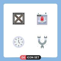 4 Thematic Vector Flat Icons and Editable Symbols of logistic home appliances access web hosting mechanical Editable Vector Design Elements