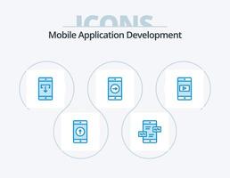 Mobile Application Development Blue Icon Pack 5 Icon Design. mobile application. right. mobile. application. mobile vector