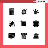 User Interface Pack of 9 Basic Solid Glyphs of screen tool virus office draw Editable Vector Design Elements