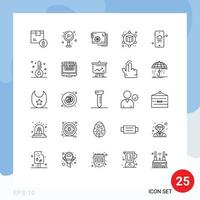 Universal Icon Symbols Group of 25 Modern Lines of weather geometric board cube power Editable Vector Design Elements