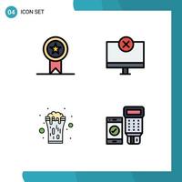 User Interface Pack of 4 Basic Filledline Flat Colors of badges wine stamp gadget celebrate Editable Vector Design Elements