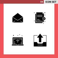 4 User Interface Solid Glyph Pack of modern Signs and Symbols of email network open protection cabinet Editable Vector Design Elements
