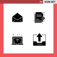 4 User Interface Solid Glyph Pack of modern Signs and Symbols of email network open protection cabinet Editable Vector Design Elements