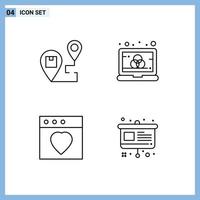 Line Pack of 4 Universal Symbols of delivery app map computer mac Editable Vector Design Elements