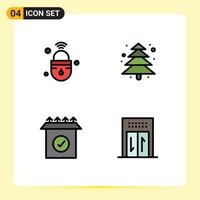 Pictogram Set of 4 Simple Filledline Flat Colors of internet of things ready secure tree elevator Editable Vector Design Elements