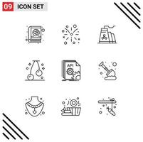 Stock Vector Icon Pack of 9 Line Signs and Symbols for developer app construction api food Editable Vector Design Elements